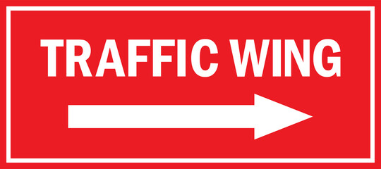 Traffic wing with direction sign . Safety signs ans symbols.