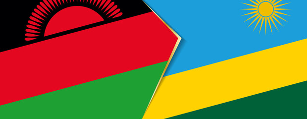 Malawi and Rwanda flags, two vector flags.