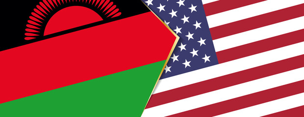 Malawi and USA flags, two vector flags.