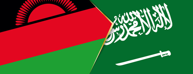 Malawi and Saudi Arabia flags, two vector flags.