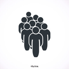 Illustration of crowd of people icon silhouettes vector. Social icon. Flat style design. User group network. Corporate team group. Community member icon. Business team work activity. Staff unity icon