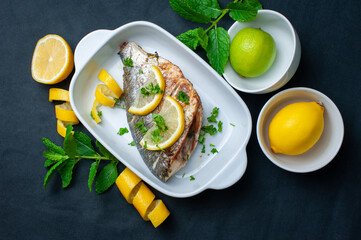 Whole bream with lemon and parsley