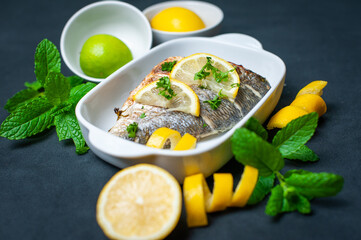 Whole bream with lemon and parsley