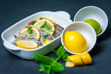 Whole bream with lemon and parsley