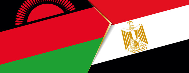 Malawi and Egypt flags, two vector flags.
