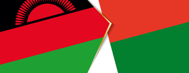 Malawi and Madagascar flags, two vector flags.
