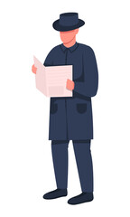 Criminal flat color vector faceless character. Bad guy waiting for his target. Trying to steal some valuable things isolated cartoon illustration for web graphic design and animation