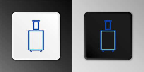 Line Travel suitcase icon isolated on grey background. Traveling baggage sign. Travel luggage icon. Colorful outline concept. Vector.