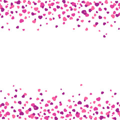 background with pink and purple hearts on white. vector illustration.