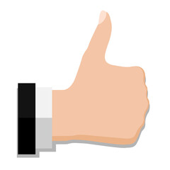 Hand shows thumb up.