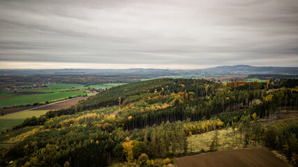 aerial shot of autumn forest