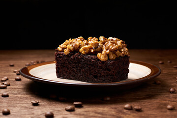 sweet dessert in a round plate on a wooden background