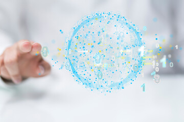 Artificial Intelligence Cloud technology. Integrated digital web concept background