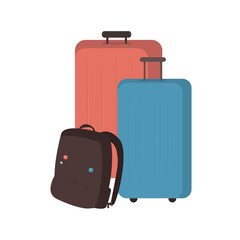Baggage flat color vector object. Bags full of things needed for going on holiday. Vacation preparation processes isolated cartoon illustration for web graphic design and animation