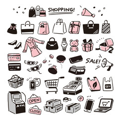 シンプルな手描きの買い物アイコン