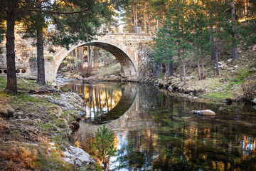Duke's bridge near the spring of the Tormes river and entrance to the Gredos mountain range