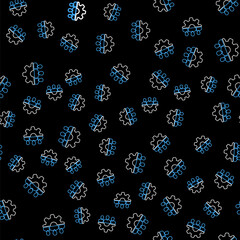 Line Project team base icon isolated seamless pattern on black background. Business analysis and planning, consulting, team work, project management. Developers. Vector.