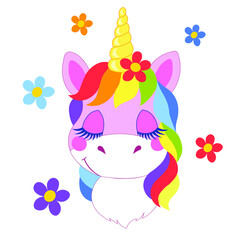 Obraz premium Baby unicorn with rainbow mane