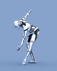 Robot woman. White metal droid. Artificial Intelligence.