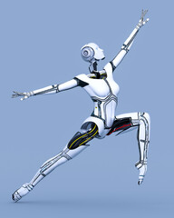 Robot woman. White metal droid. Artificial Intelligence.