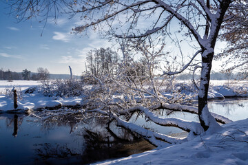 Piękna zima w malowniczym miasteczku Supraśl, Podlasie, Polska
