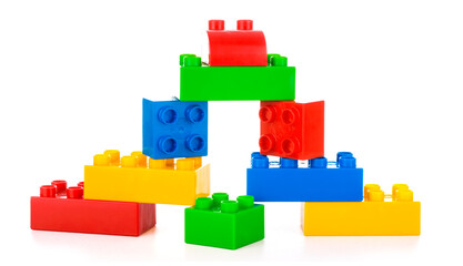 Plastic building blocks, isolated on white