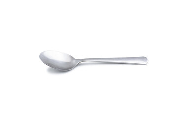 Gray metal tea spoon isolated on white background.