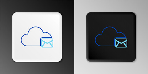 Line Cloud mail server icon isolated on grey background. Cloud server hosting for email. Online message service. Mailbox sign. Colorful outline concept. Vector.
