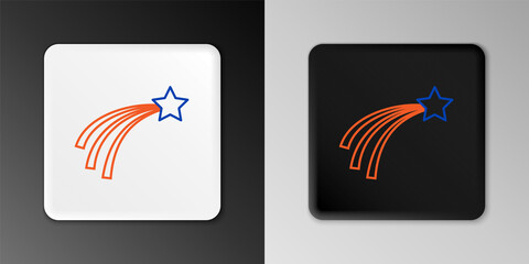 Line Falling star icon isolated on grey background. Shooting star with star trail. Meteoroid, meteorite, comet, asteroid, star icon. Colorful outline concept. Vector.
