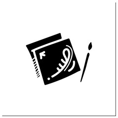 Decoupage glyph icon. Decorating an object by gluing, colored paper cutouts in combination with special paint effects. Handmade concept. Filled flat sign. Isolated silhouette vector illustration