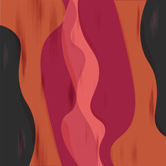 Formas abstractas en forma de ondas horizanotales con tonos rojos y oscuros