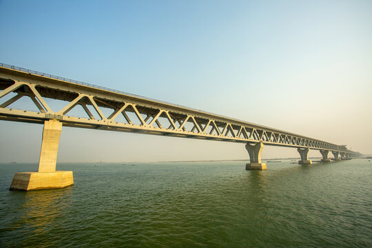 Bangladesh &ndash; February 06, 2021: A new PADMA Multipurpose Bridge is being constructed over the river Padma at Munshiganj, Dhaka, Bangladesh.