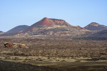 hike around the crater of volcano Caldera De Los Cuervos on Lanzarote