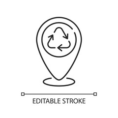 Dropping off locations linear icon. Place with collection bins. Landfill and recycling centers. Thin line customizable illustration. Contour symbol. Vector isolated outline drawing. Editable stroke