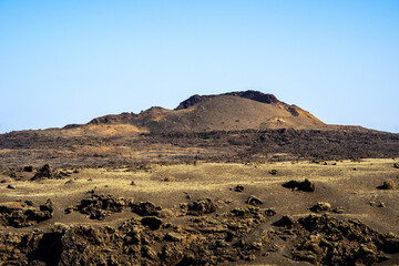 Fototapeta na wymiar hike around the crater of volcano Caldera De Los Cuervos on Lanzarote