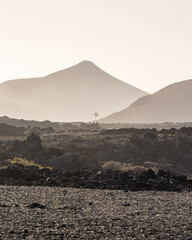 Fototapeta na wymiar hike around the crater of volcano Caldera De Los Cuervos on Lanzarote
