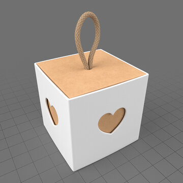 Cube paper gift box with lace