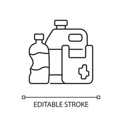 Plastic waste linear icon. Plastic pollution. Synthetic and semi-synthetic materials. Thin line customizable illustration. Contour symbol. Vector isolated outline drawing. Editable stroke