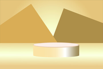 3d platform in beige and gold tones