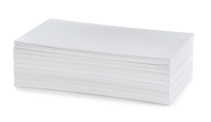 Stack of business cards on white background. Mockup for design