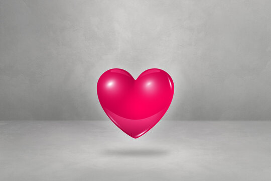 3D pink heart on a concrete studio background