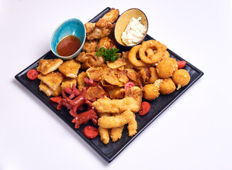 cold cuts, appetizer, with sauce, on isolate