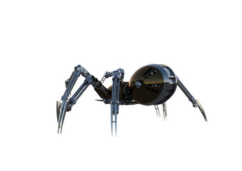 Mechanical spider, high resolution image, Pose2, isolated on white background. 3d rendering, 3d illustration.	