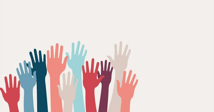 Group raised human arms and hands.Diversity multiethnic people. Racial equality. Men and women of different culture and countries. Coexistence harmony. Multicultural community integration