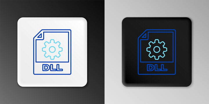 Line DLL file document. Download dll button icon isolated on grey background. DLL file symbol. Colorful outline concept. Vector.