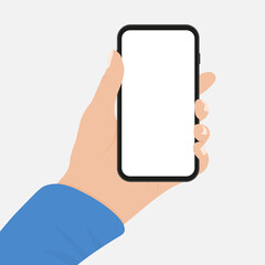 Vector phone in the hand. Side vector of the telephone isolate on white background. Vector illustration
