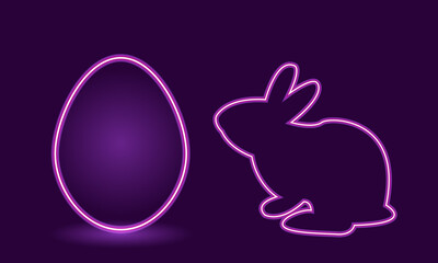 neon bunny with easter egg