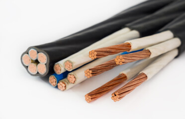 Cable wires copper isolated on white