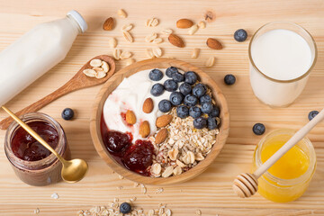 healthy breakfast on a yellow background