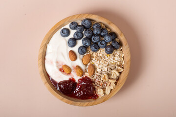 healthy breakfast on a beige background